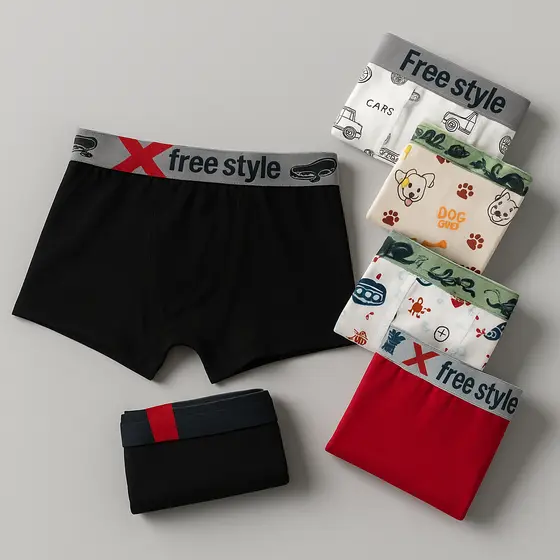 Kit 2 Cueca Infantil Box Shortinho Menino 100% Algodão Cotton Confortável Cuecas Criança Boxer Estampas Sortidas