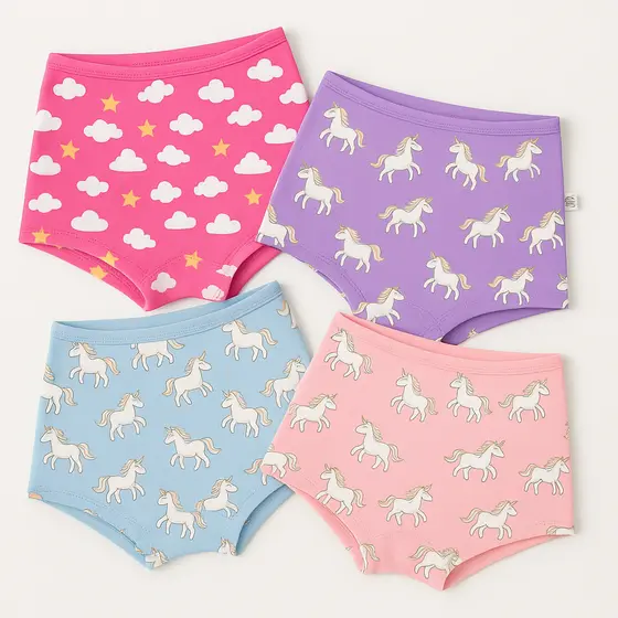 Calcinha Infantil Para Meninas Estilo Shortinho Boxer Estampas Diversas 100% Algodão Confortável