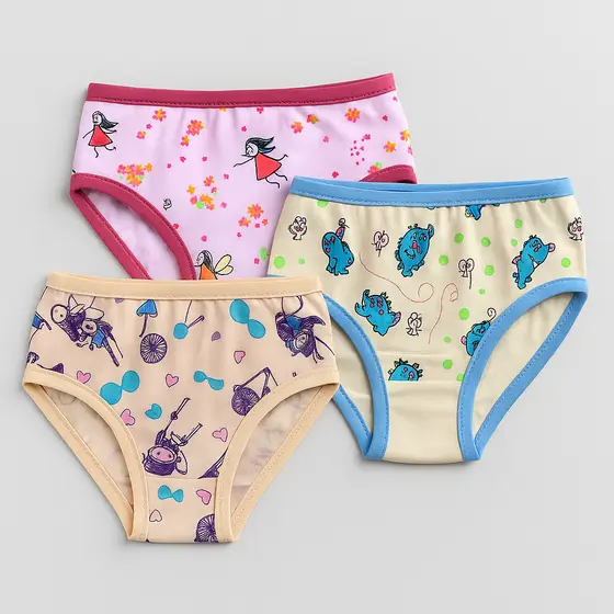 Kit 3 Calcinhas Infantil Juvenil Para Meninas Estampas Diversas Sortidas Modelo Tanga Confortável