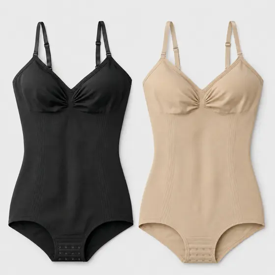 Kit 2 Body Cinta Modeladora Feminina Alta Compressão Com Alça Ajustável Sem Bojo