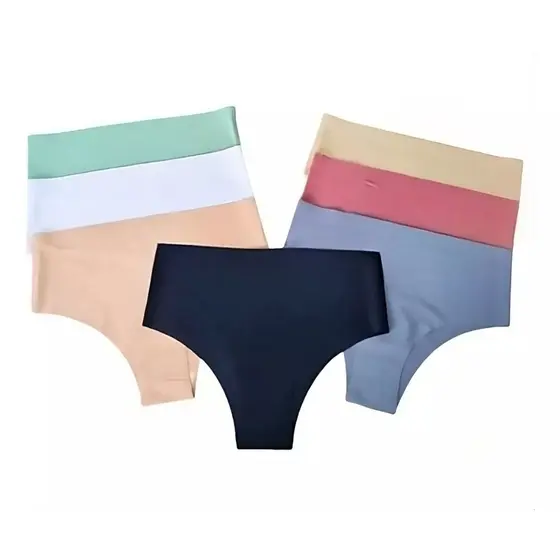 Kit 6 Calcinhas Modela Cintura Cós Alto Lateral 7cm Sem Costura Não Marca Roupa