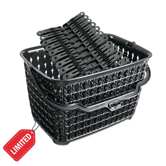 Cesto PRETO com Alça Multiuso para Prendedores de Roupas Plástico Reforçado