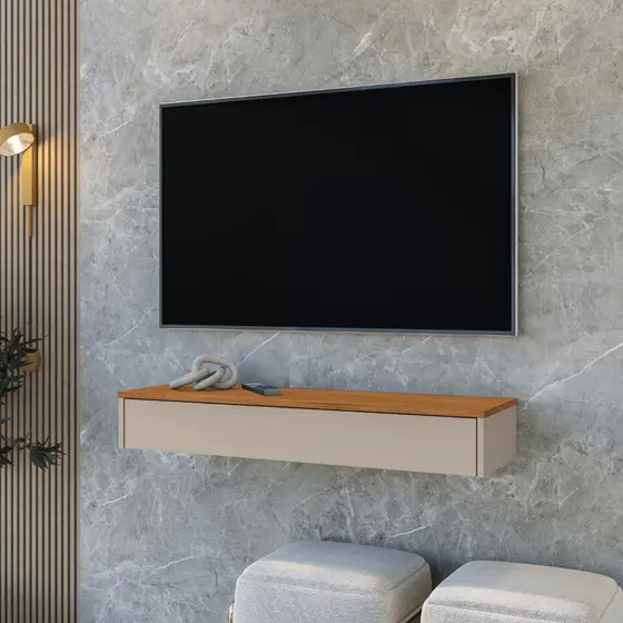 Rack Suspenso 100CM Para Sala Quarto Tv com Gaveta Multifuncional Home Decoração Aparador