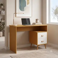 PROMOÇÃO Escrivaninha Ideal Home Office 2 Gavetas Nicho Mesa Computador Estudo Quarto Moderna