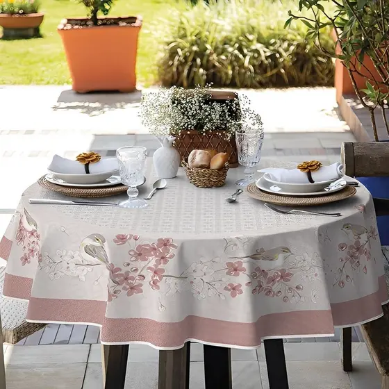 Toalha de Mesa Floral Redonda Algodão 155cm Campos Super Prática Lepper