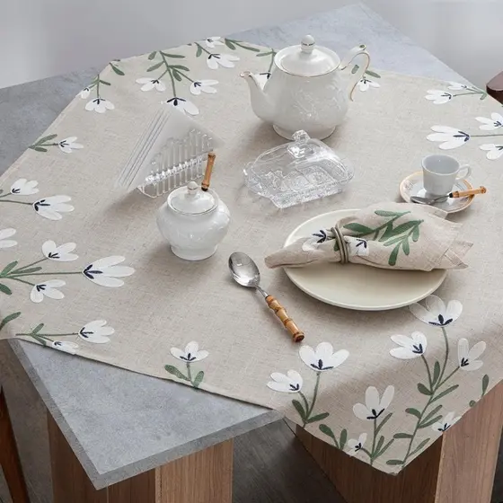 Toalha de Chá Centro de Mesa Bordado Em Linho Australia 85cm Jolitex
