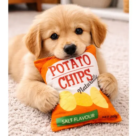 Brinquedo Moderdor Macio para Cachorros Potato chips Pélucia para Pets