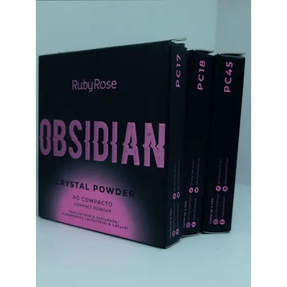 Crystal Powder - Pó Compacto - Obsidian Ruby Rose