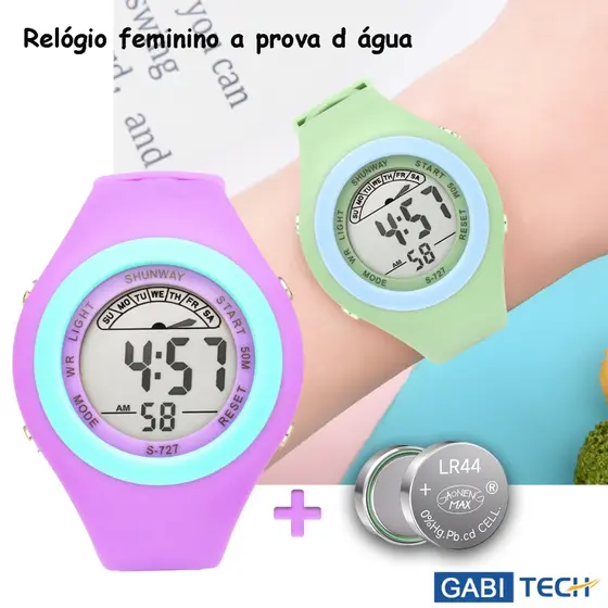 Relogio Feminino Digital A Prova D'谩gua Led Original Esportivo Alarme Cron么metro Pulseira Redondo