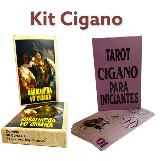 Kit Baralho Vó Cigana + Tarot Cigano 36 Cartas Iniciantes Promoção