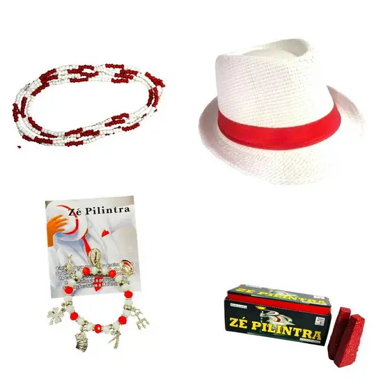Kit Luxo Malandro Zé Pilintra Chapeu Guia Pulseira Defumador