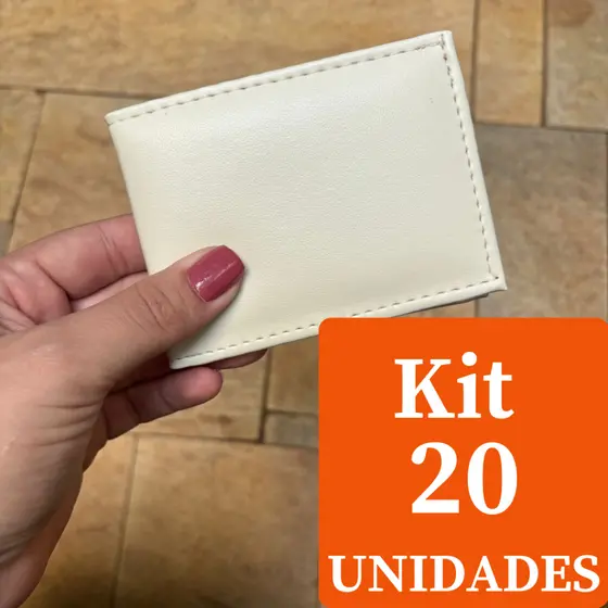 Carteira Masculina Mini Slim Kit 20 Unidades Porta Cartão Pequena E Compacta Couro Sintetico