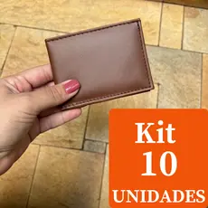 Carteira Masculina Mini Slim Kit 10 Unidades Porta Cartão Pequeno e Compacto Em Couro Sintetico