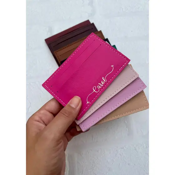 Mini Cartão Feminino Personalizado Com Nome Lembrança ,Mimo, Madrinha  Em Couro Sintetico