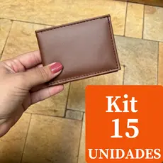 Kit De Carteira Masculina Mini Slim 15 Unidades Pequena E Compacta Couro Sintetico