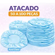 50-100 peças Touca de Cetim simples Azul Claro Atacado | Anti-frizz Ideal para Beleza e Maquiagem