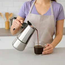 Cafeteira Italiana Inox Bule Café Fogão Chaleira Preparo Tradicional Espresso Cozinha Bebidas Quentes