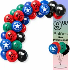 Balão Bexiga Látex Heróis 9 Polegadas, Kit Profissional Estampado Festa Infantil Arco Desconstruído Decoração Aniversári