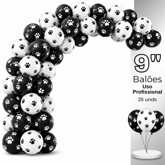 Balão Bexiga Patinhas de Cachorro, 9 Polegadas Pacote De 25Unds, Balão Látex Bexiga, Festa Decoração Patrulha Canina