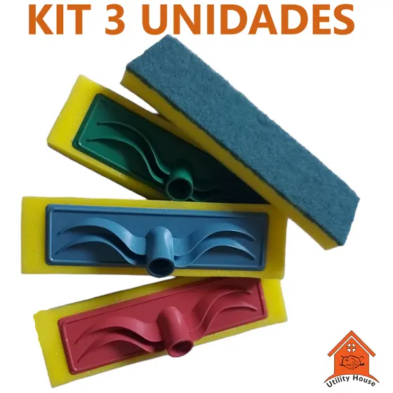 Super KIT 3 Lava Azulejo Rodo Abrasivo Praticidade Para o Seu Lar.