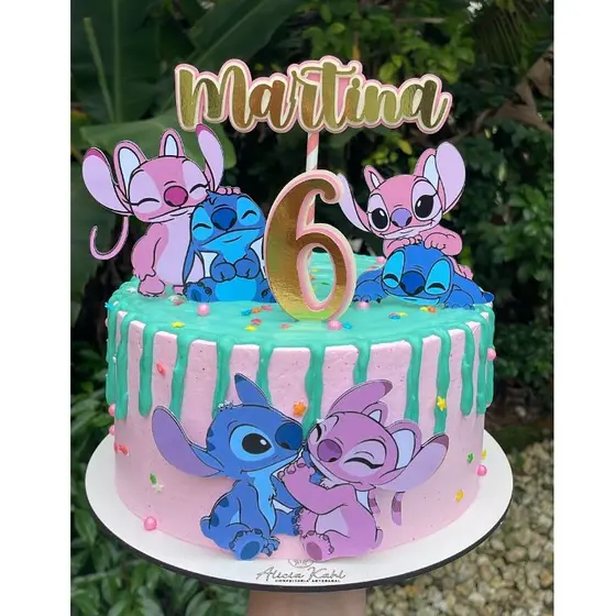 Topo topper para bolo personalizado STITCH