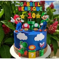 Topo bolo - Super Mario em Ação Personalizado