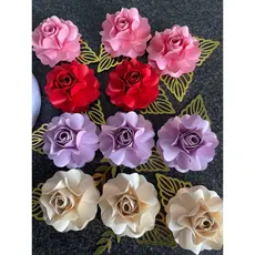 FLORES PAPEL 7 CM COM FOLHAS   PARA BOLO TOPO DE BOLO
