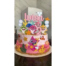 Topo de bolo topper personalizado Baby Shark NOME e IDADE