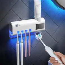 Aplicador Pasta de Dente Dispenser Porta Escovas Com Esterilizador UV