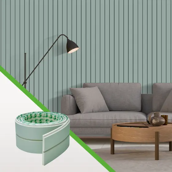 Painel Ripado Autocolante de EVA Laminado Linha Play Verde – Parede Decorativa | Envio FULL
