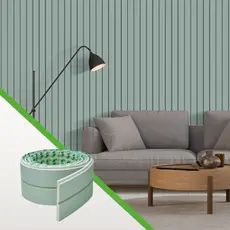 Painel Ripado Autocolante de EVA Laminado Linha Play Verde – Parede Decorativa | Envio FULL