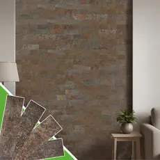Placa Revestimento 3D Pedra Flexível Tijolinho 0,5m² Kit 26 Placas 3D Autocolante 28cm x 7cm Cor Pedra Ferro