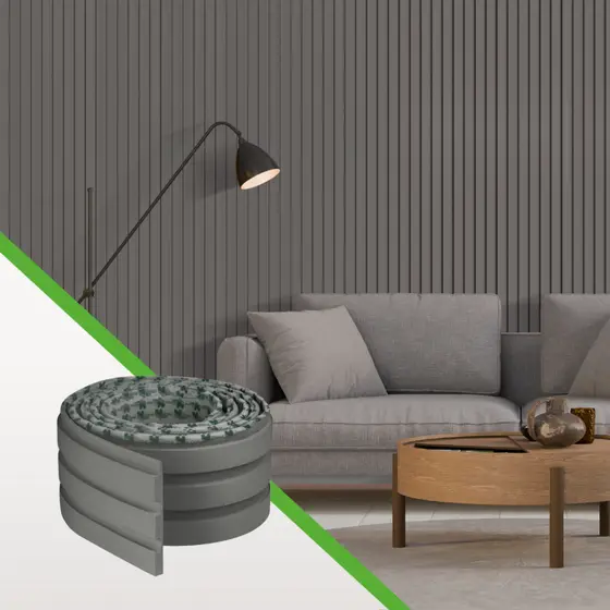 Painel Ripado Laminado autocolante Cor Cinza Grafite Linha Play Meu Rodapé | Envio FULL