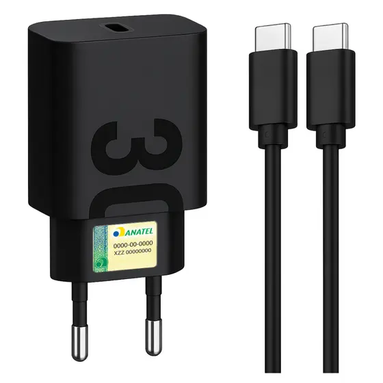 Carregador 30W P/ Motorola Turbo Tipo C G24 G54 G04 G34 G50 G9 G53 G73 EDGE 30 RAZR