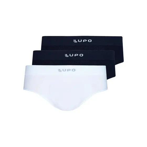Kit com 3 Cuecas Slip Lupo 681-001 Colorido