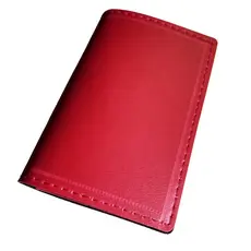 Carteira Porta Documentos Couro Vermelho Vertical Slim