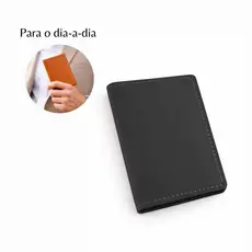 Carteira Porta Documentos Couro Preto Vertical Slim