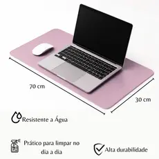 Mouse Pad Grande Couro Rosa Clarinho Feltro Costurado Básico