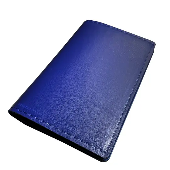 Carteira Porta Documentos Couro Azul Vertical Slim