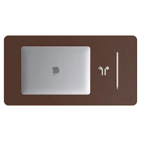 Mouse Pad Grande Couro Sintético Marrom Premium
