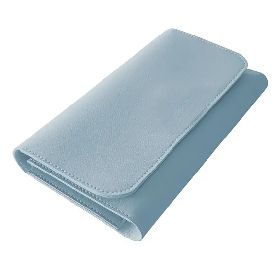 Carteira Feminina de Couro Sintético Azul Bêbe Porta Cartão