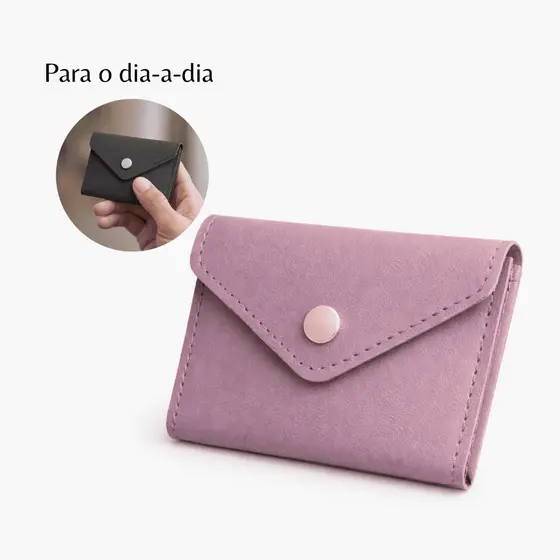 Carteira Feminina Porta Documentos em Couro Sintético Rosa