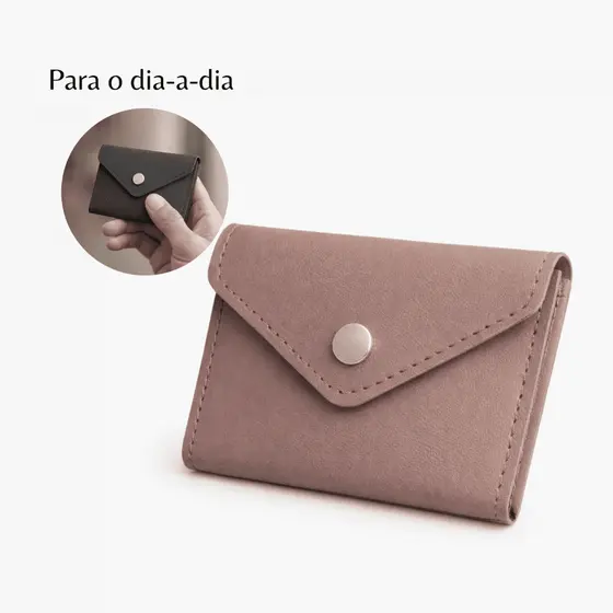 Carteira Feminina Porta Documentos em Couro Bege Escuro