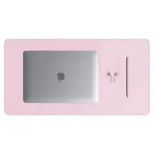 Mouse Pad Grande Couro Sintético Rosa Claro Premium