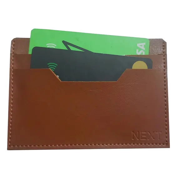 Carteira Masculina Slim de Couro Sintético Caramelo