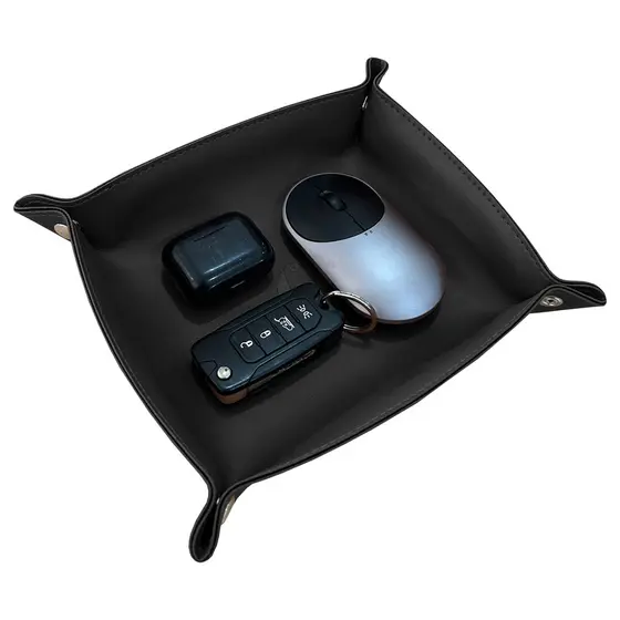 Porta Treco de mesa em Couro Sintético Premium Preto
