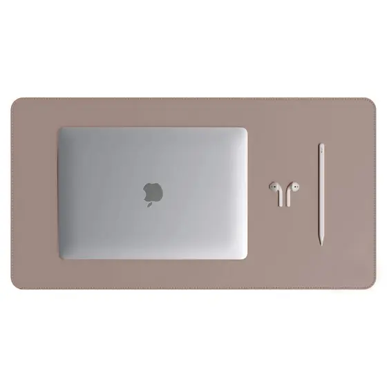 Mouse Pad Grande Couro Sintético Bege Escuro