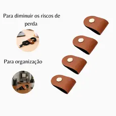 Kit Organizador de Cabos em Couro Sintético Caramelo