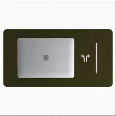 Mouse Pad Grande Couro Sintético Verde Musgo Premium
