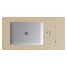 Mouse Pad Grande Couro Sintético Bege Claro Premium